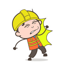 Punch on Face - Cute Cartoon Male Engineer Illustration