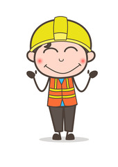 Shy Smiling Face - Cute Cartoon Male Engineer Illustration
