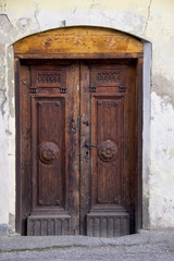 old vintage door in old house Kuldiga Latvia