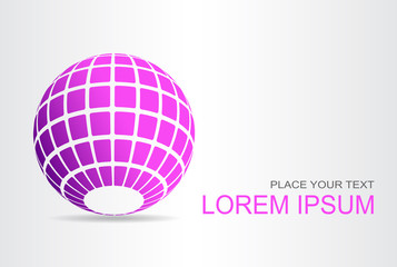 Logo stylized spherical surface with abstract shapes