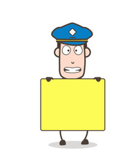 Scared Postman with Blank Banner