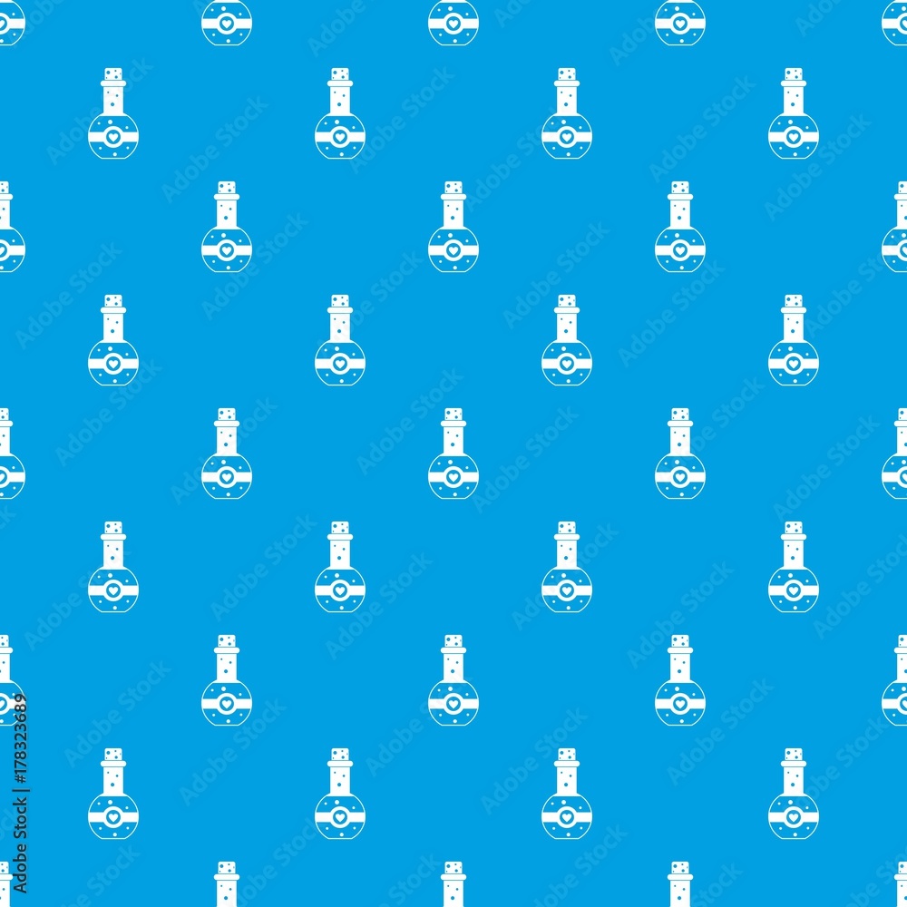 Poster flask of love elixir pattern seamless blue