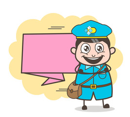 Cute Laughing Mailman with Message Banner
