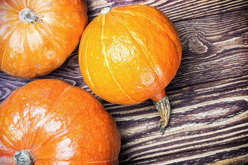 pumpkins for Halloween and autumn gifts on the table
