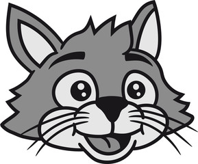 gesicht kopf dick fett grau hübsch süß niedlich katze kätzchen winken comic cartoon design haustier