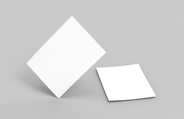 Postcard Invitation Greeting Card Mock-Up Template On Isolated White Background, Ready For Your Design, 3D Illustration