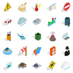 Urban symbol icons set, isometric style