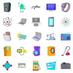 System icons set, cartoon style