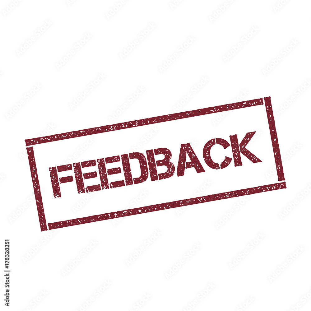 Poster feedback rectangular stamp. textured red seal with text isolated on white background, vector illustr