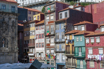 Typical Colorful Portuguese Architecture: Tile Azulejos Facade w