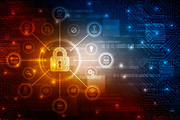 2d illustration Safety concept: Closed Padlock on digital background