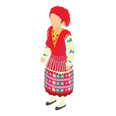 Portuguese woman icon, isometric style