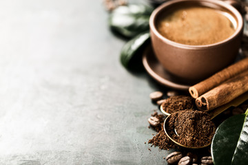 Closeup coffee beans arrangement