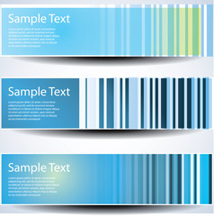 Set of Three Blue Headers or Banners with Abstract Design in Freely Scalable and Editable Vector Format