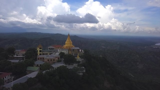 4K Aerial Landscape Over Tantkyitaung Pagoda, Located Across The Ayeyarwady River In Pakokku District, Myanmar (Burma) Is A Prominent Burmese Buddhist Pagoda Near The Historic City Of Bagan