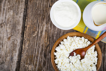 Cottage cheese, sour cream and milk