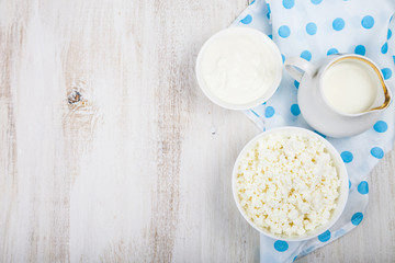 Cottage cheese, sour cream and milk