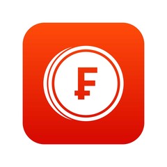 Franc coins icon digital red