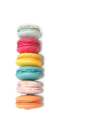 Colorful macarons cakes. Small French cakes. Sweet and colorful french macaroons