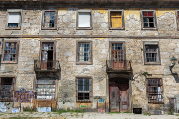 Antique Portuguese Architecture: Wrecked Building Facade