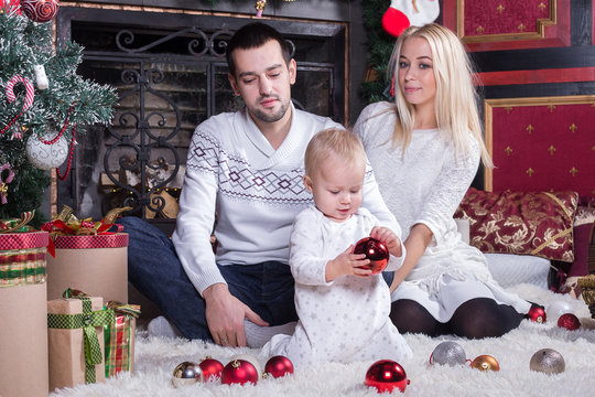 Happy family celebrating Christmas