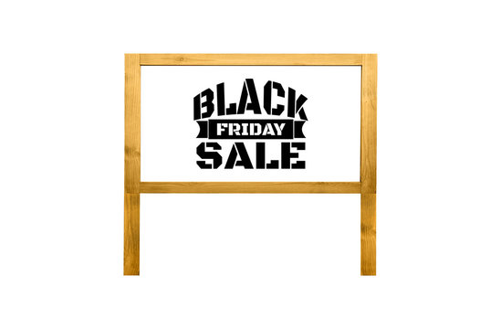 Black friday sale concept. brown wooden label isolated on white background with clipping path. illustration design.