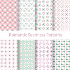 set 8 seamless patterns romantic