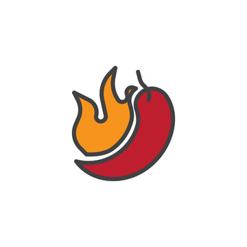 Hot chili pepper filled outline icon