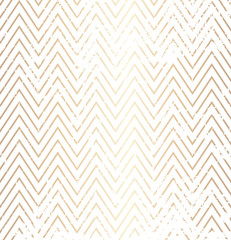 Modisches einfaches Zickzack-goldenes beunruhigtes geometrisches Muster auf weißem Hintergrund, Vektorillustration. Geschenkpapier mit Zickzack-Grafikdruck. Linie zerkratzte Textur. Moderne minimalistische Hipster-Geometrie
