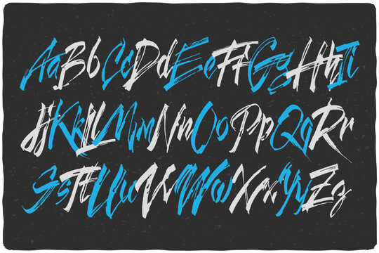 Handcrafted vector calligraphic script font. Dirty brush alphabet set.