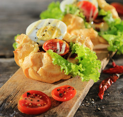 food template design background, spicy chicken sandwich with boiled egg,vegetables, and mayonnaise sauce