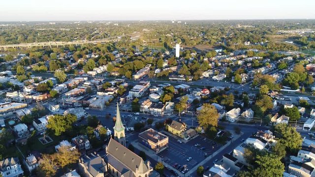 Aerial View of Delaware Riverfront Port City Gloucester New Jersey