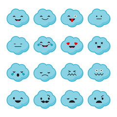 Set Emotions Clouds. Vector style smile icons. 