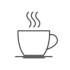 Cup of coffee or tea. Outline icon of cup with hot drink. Vector illustration.