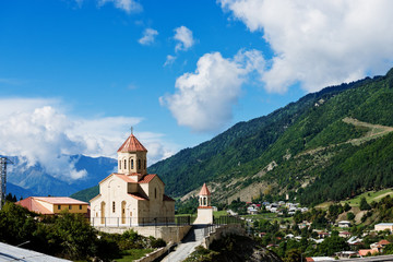 Fototapeta na wymiar Saint Nicholas (Nikolai) church in Mestia, Svaneti region of Georgia