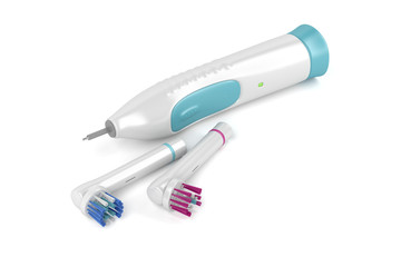 Electric toothbrush on white