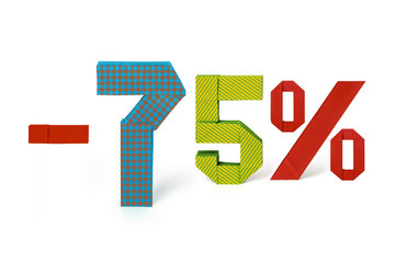 Origami text of discount sale 75 percent