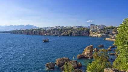 Panoramic view on Antalya city from old town Kaleici. Turkey