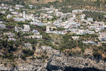 Obraz premium Exclusive villas and apartments on the rocky coast of Amalfi. Campania. Italy
