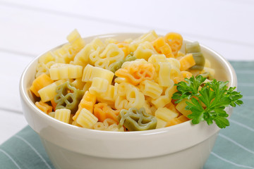 cooked colored pasta