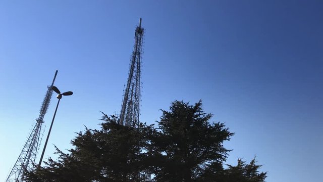 'Radio transmitter tower, tv transmitter tower, industry of telecommunication engineering, Mobile phone transmitter tree and transmitter''