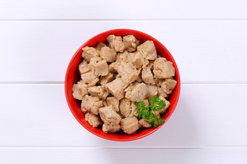 cubes of soy meat