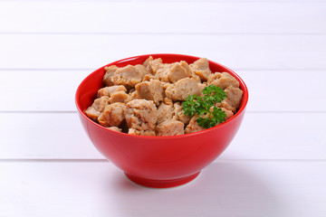 cubes of soy meat