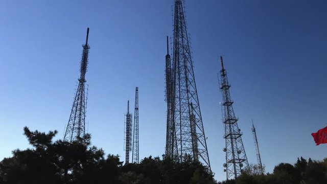 ''4k video transmitter tower, tv transmitter tower, industry of telecommunication engineering, Flag Ripling of Turkey