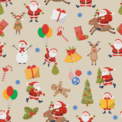 Vector seamless background with Christmas and New Year symbols