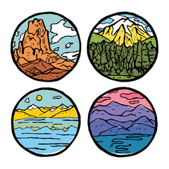 Mountain landscape icon set.  - 178344652