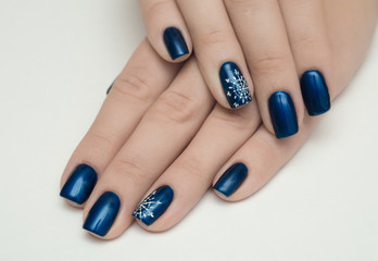Very beautiful silver metallic nails closeup gel, acrylic