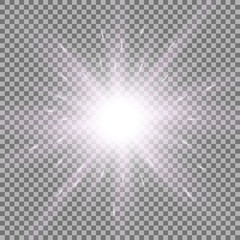 Shining star on transparent background, purple color