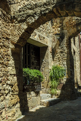 sight of the streets of the medieval people of Pals in Gerona, Spain.