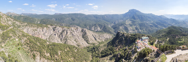 Fototapeta na wymiar Segura de la Sierra castle panoramic view, Cazorla and Segura sierra, Jaen, Spain